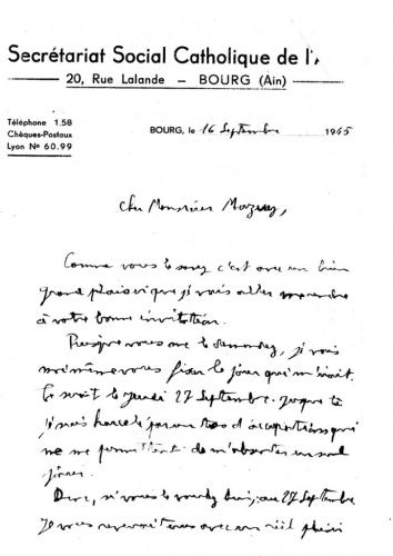 Lettre du P.Calvet à M.Mazuy 16/09/1945