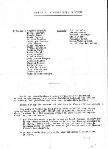 Réunion du 12 octobre 1974